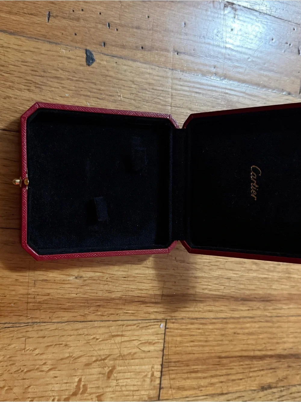 Cartier Red Jewelry Box with Gold Detailing